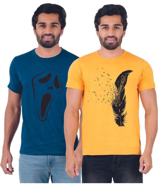 ferocious - Blue Cotton Regular Fit Men's T-Shirt ( Pack of 2 ) - None