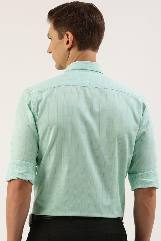 Men Green Regular Fit Formal Full Sleeves Formal Shirt