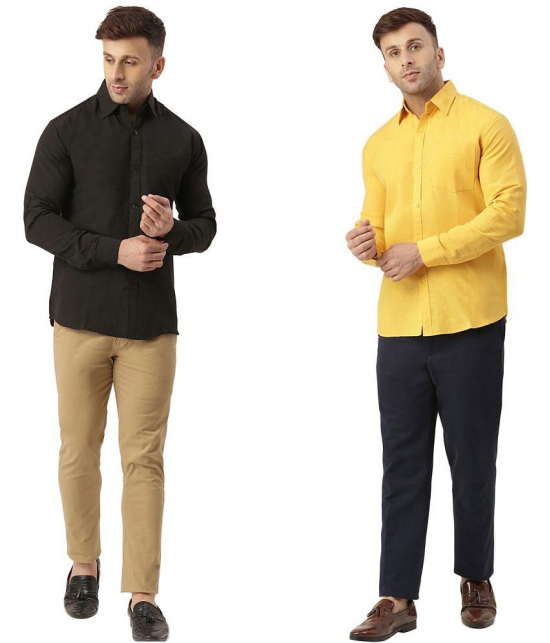 KLOSET By RIAG 100% Cotton Regular Fit Solids Full Sleeves Men's Casual Shirt - Mustard ( Pack of 2 ) - None