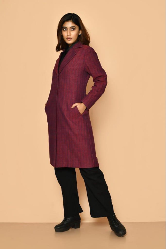 Mrinal handloom cotton trench coat jacket for women