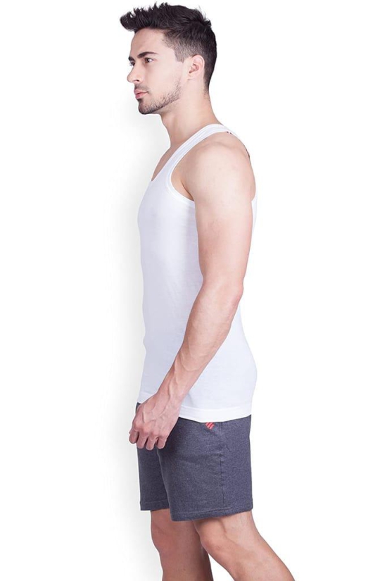 Men's Regular Cotton Sleeveless White Vests (PACK OF 10)