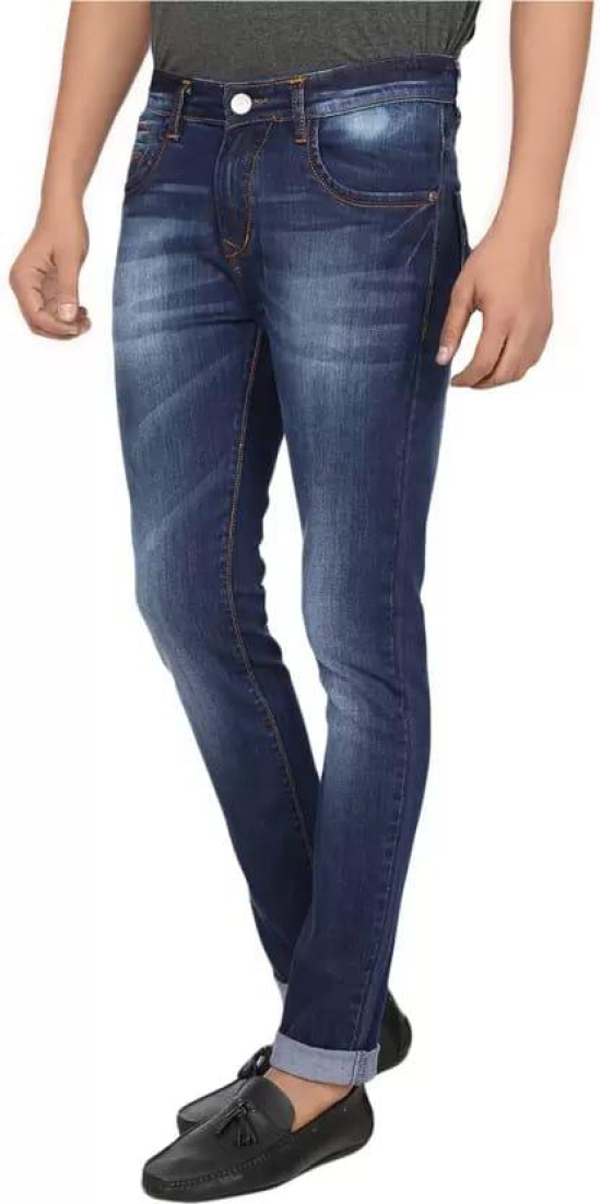 Men Slim Mid Rise Blue Jeans