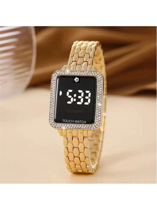 Rhonium Gold Metal Digital Womens Watch