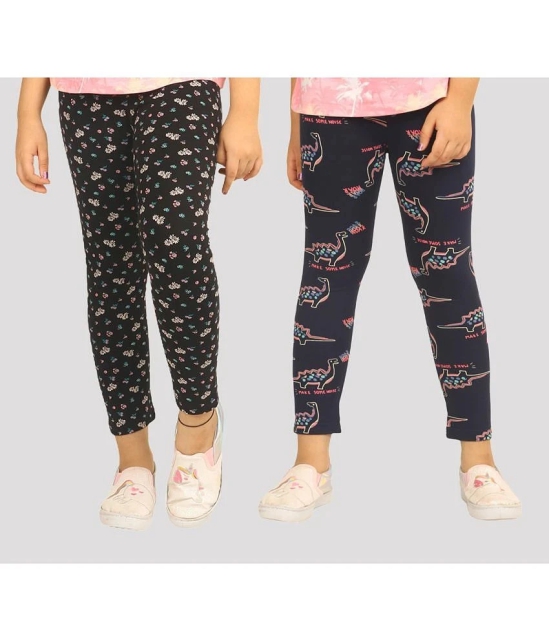 Ariel - Black Cotton Girls Leggings ( Pack of 2 ) - None