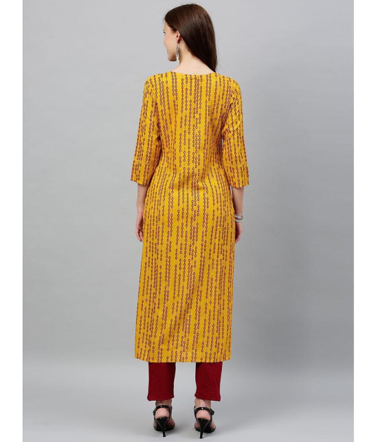 KIPEK - Mustard Rayon Womens Straight Kurti ( Pack of 1 ) - None