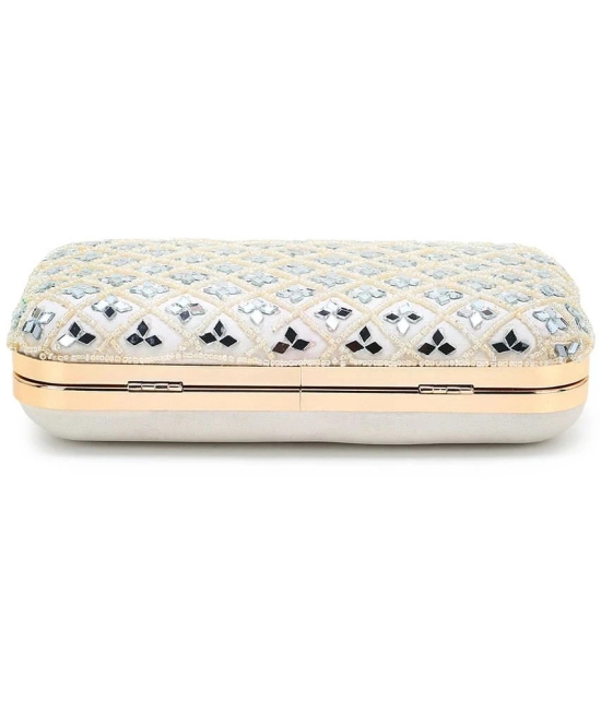 Anekaant White Silk Box Clutch - White