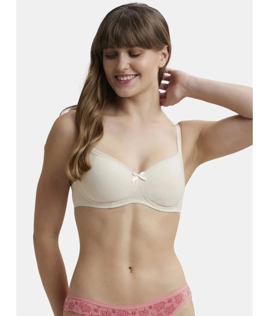 Jockey 1723 Wirefree Padded Super Combed Cotton Elastane Lace Styling T-Shirt Bra - Birch - None