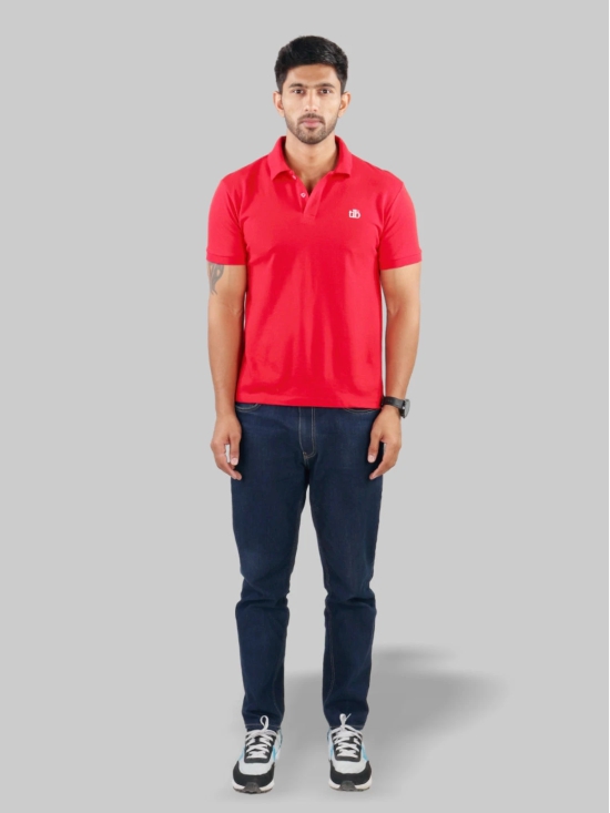 Men Red Polo Neck T-Shirt-XL / Red