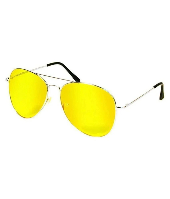 HR Styles Imported UV Protected Polycarbonate Aviator Night Vision Sunglasses for Driving Yellow - Freesize