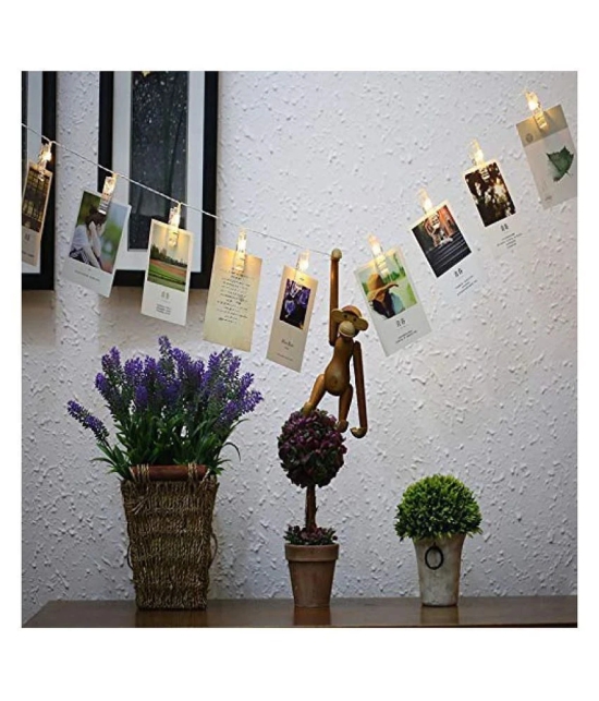 YUTIRITI  20 LED Photo Clip String Home Lights for Hanging Photos Cards Memos Home Office Bedroom Decoration (Warm)