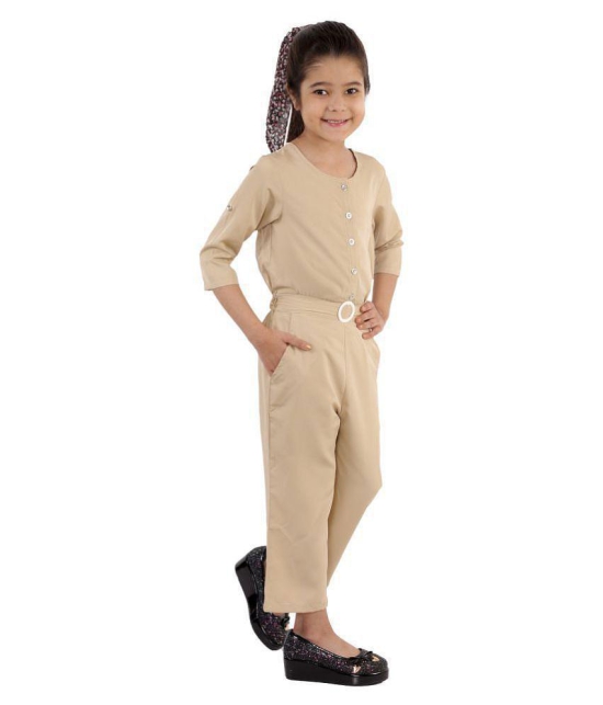 Kids Cave - Beige Crepe Girls Jumpsuit ( Pack of 1 ) - None