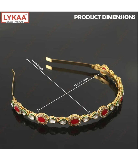 Lykaa Diamond Kundan Headband Elegant Tiara Indian Wedding Hair Accessories For Women - 1 Pcs - Gold