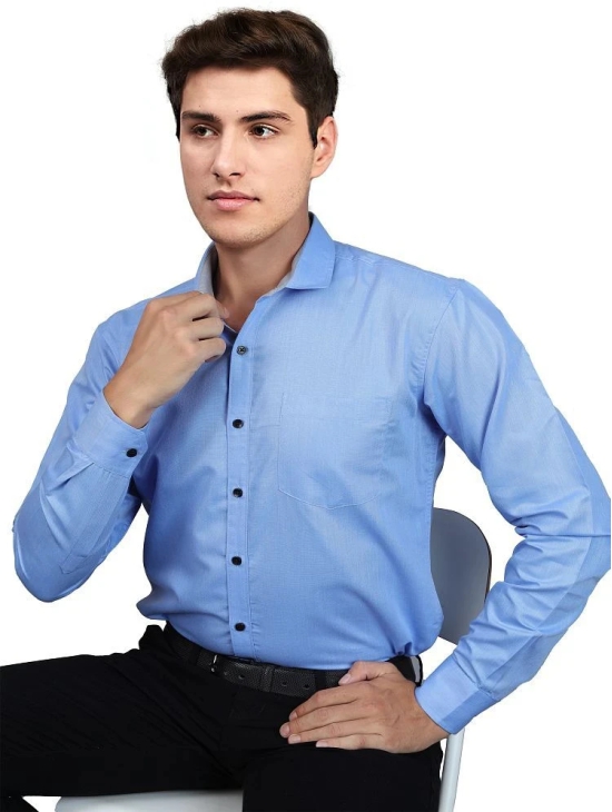 Supersquad Cotton Blend Regular Fit Full Sleeves Mens Formal Shirt - Light Blue ( Pack of 1 ) - None