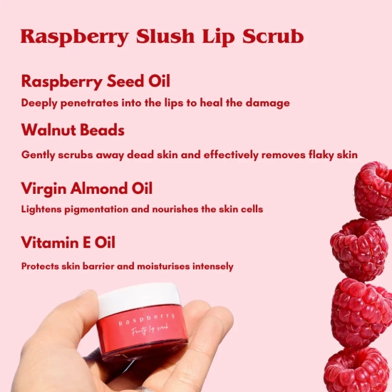 Mini Raspberry lip scub lightens & heals dark lips