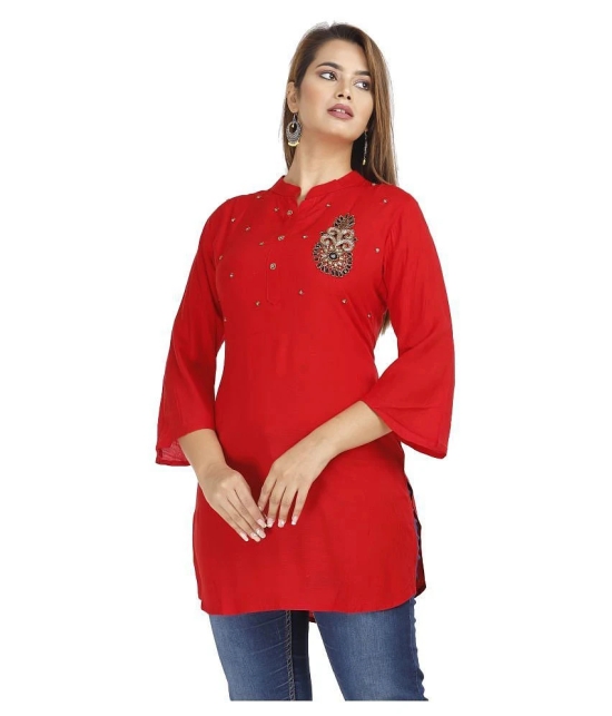 JC4U - Red Rayon Womens Straight Kurti ( Pack of 1 ) - M