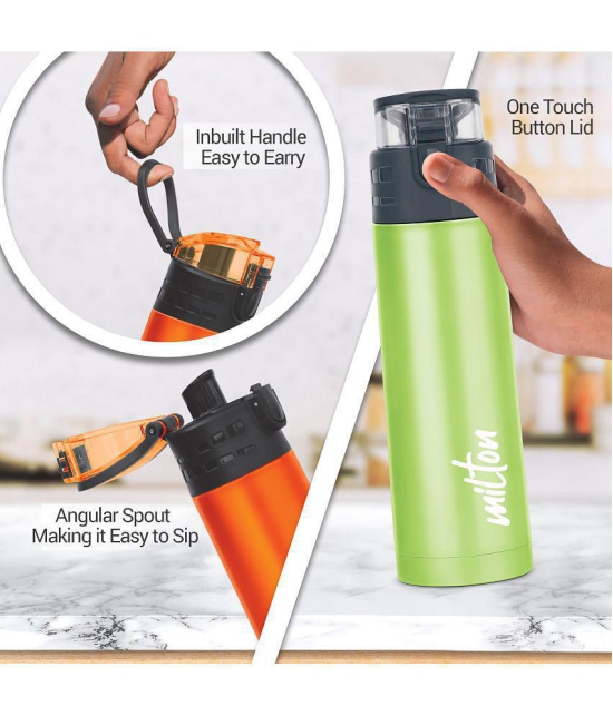 Milton Atlantis 600 Thermosteel Insulated Water Bottle, 500 ml, Green | Hot and Cold | Leak Proof | Office Bottle | Sports | Home | Kitchen | Hiking | Treking | Travel | Easy To Carry | Rust