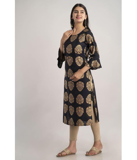 MAUKA - Black Rayon Womens Straight Kurti ( Pack of 1 ) - None