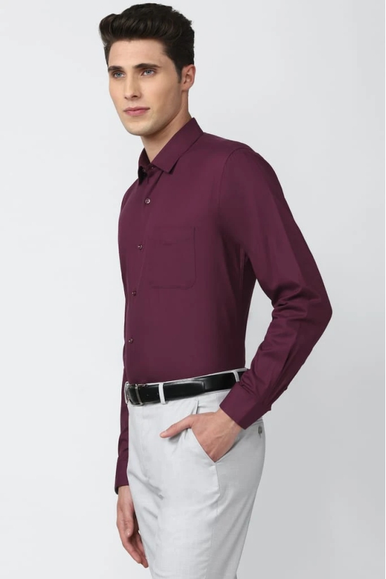 Men Purple Regular Fit Formal Full Sleeves Formal Shirt