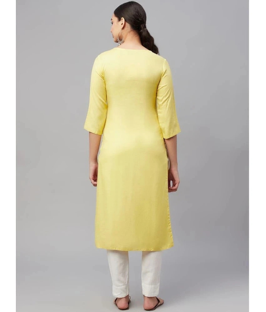 AMIRAS INDIAN ETHNICWEAR - Yellow Rayon Womens Straight Kurti ( Pack of 1 ) - None