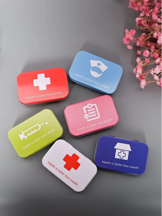 Market99 Pill Box Organizer Set of 6 - Multi Tin Glossy Finish