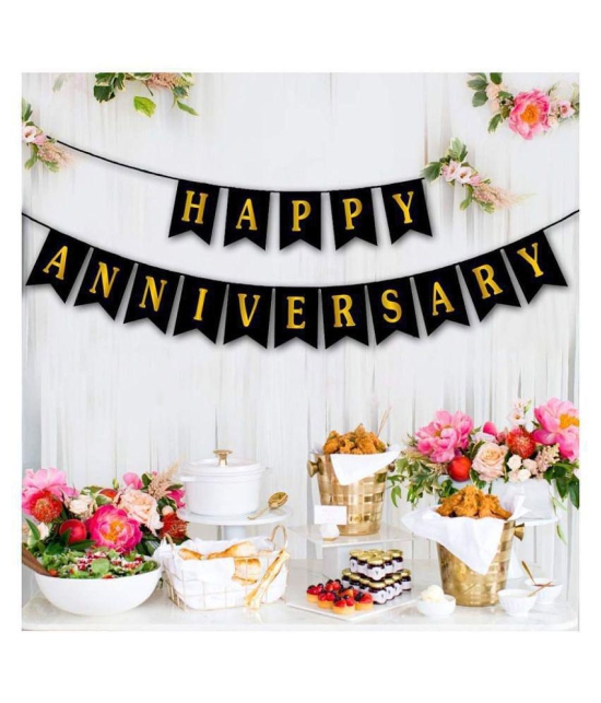 Sana Party Decoration Happy Anniversary Banner for Anniversary Decoration (Black)