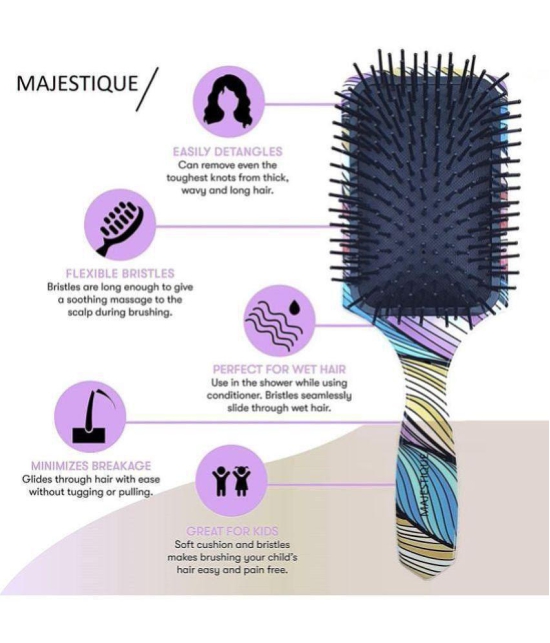 Majestique Hair Brush Set 4Pcs Detangling Brush Wideteeth And Tail Comb Suit For Women Men & Kids