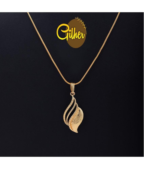 Gilher Gold Plated Daily Wear Pendant Chain +24 Inch Long For Women . - Golden