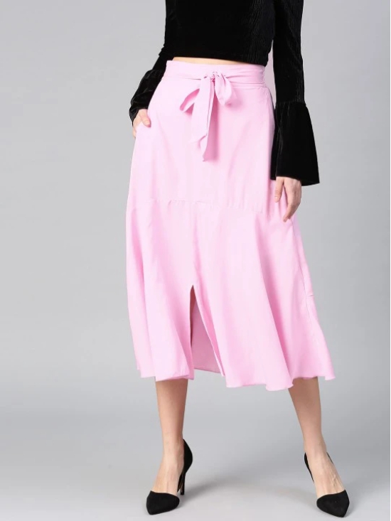 Women Pink Solid A-Line Skirts