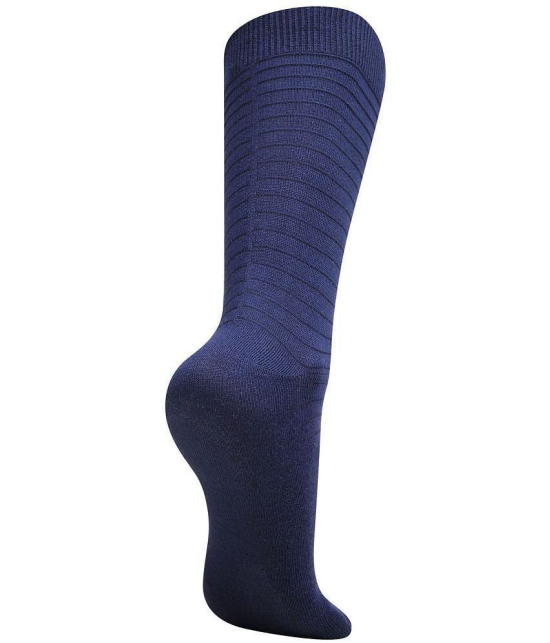 Dollar Cotton Blend Men's Self Design Blue Mid Length Socks ( Pack of 3 ) - Blue