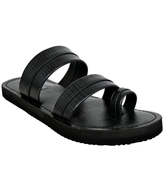 GRASS WALK Black Mens Leather Slipper - None