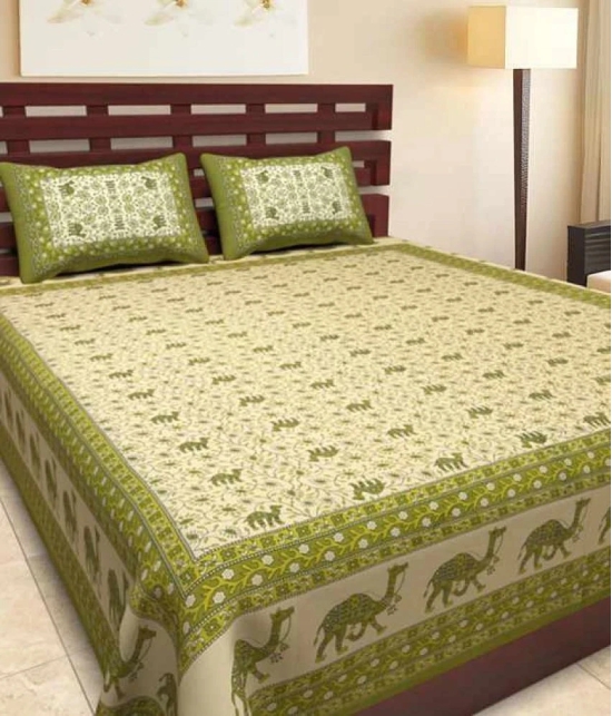 UniqChoice 100% Cotton Jaipuri King Size Double Bed Sheet With 2 Pillow Cover