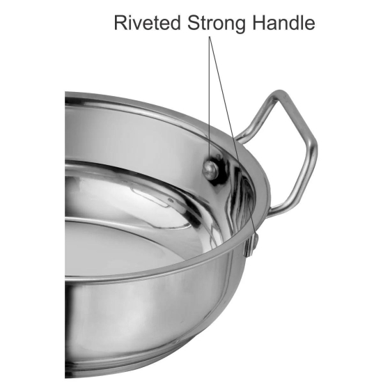 Stainless Steel Kadhai with Capsulated Induction bottom (SS Handle) with SS Lid. 3.5 L