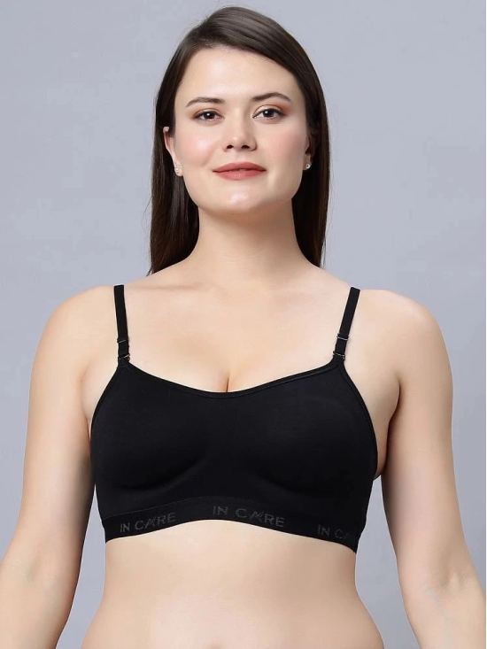 IN CARE LINGERIE Black Cotton Non Padded Womens T-Shirt Bra ( Pack of 1 ) - None