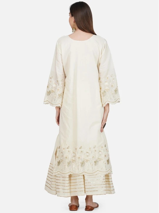 Floral Embroidered Pure Cotton Kurta with Sharara & Dupatta