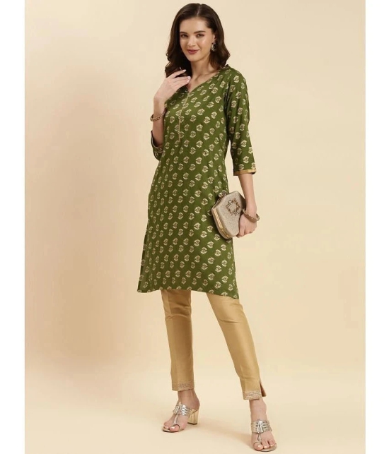 Rangita Rayon Printed Straight Womens Kurti - Green & Yellow ( Pack of 2 ) - None