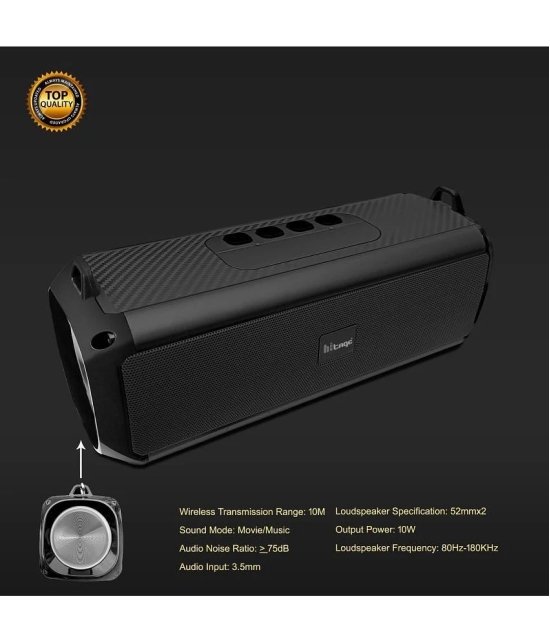 hitage BS-414 10H Music 5 W Bluetooth Speaker Bluetooth V 5.0 with USB,Aux,3D Bass Playback Time 24 hrs Black - Black