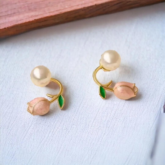 Tulip Pearl Stud Earrings - Buy Any 5 for Rs. 500