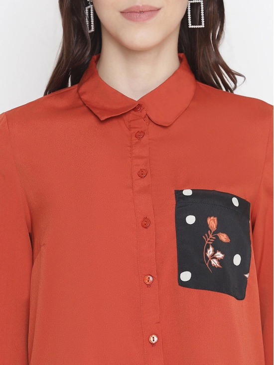 Oxolloxo Women Rust Orange Classic Casual Shirt