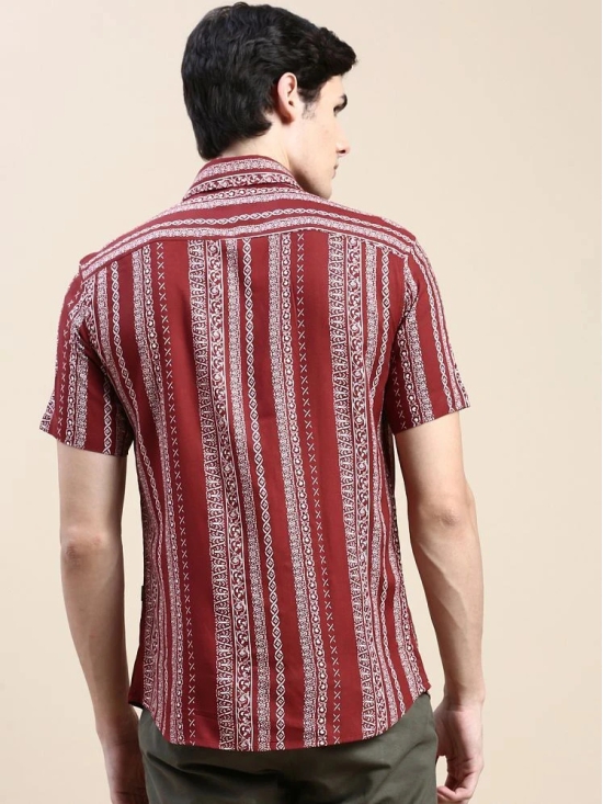 Showoff Cotton Blend Regular Fit Printed Half Sleeves Mens Casual Shirt - Maroon ( Pack of 1 ) - None