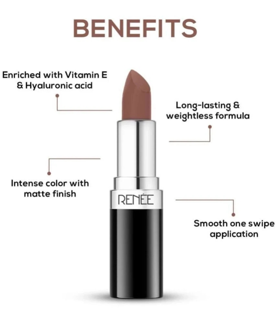 RENEE Stunner Matte Lipstick, Queen Bee, Intense Color Pay Off, Full Coverage Long Lasting , 4gm