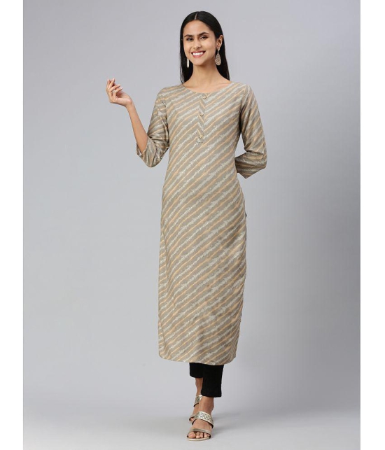 Hritika Rayon Printed Straight Women''s Kurti - Grey ( Pack of 1 ) - None