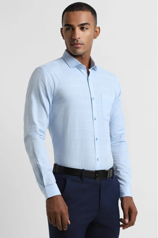 Men Blue Slim Fit Formal Full Sleeves Formal Shirt