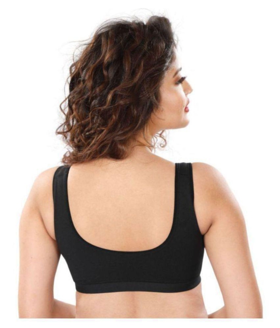 Dermawear Black Poly Cotton Solid Sports Bra - XL