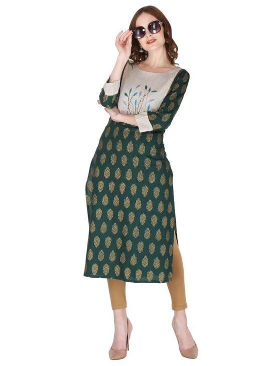 SHOPPING QUEEN Women's Embroidered Rayon Straight Kurta