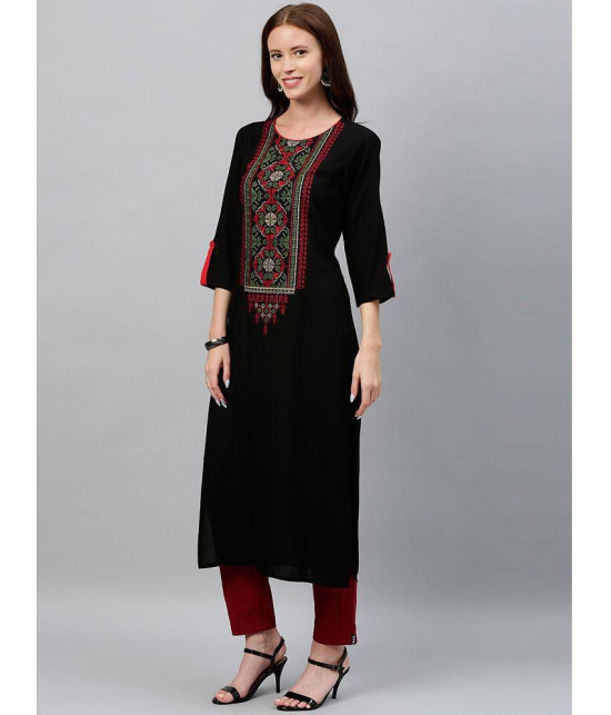 KIPEK - Black Rayon Womens Straight Kurti ( Pack of 1 ) - None