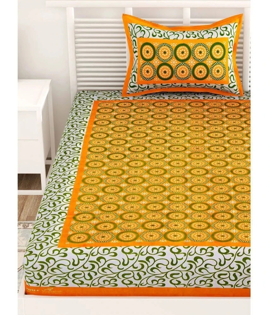 unique choice Cotton Abstract Printed Single Bedsheet with 1 Pillow Cover - Yellow - Yellow