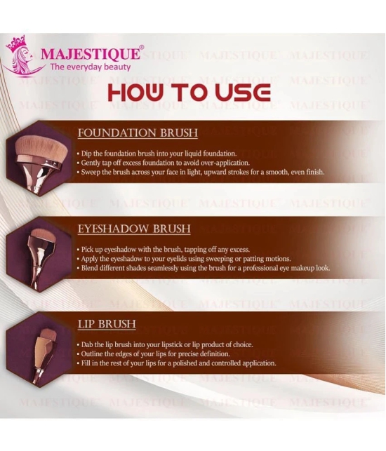 MAJESTIQUE MAJESTIQUE MAKEUP BRUSH Synthetic Contouring,Blending,Dust off Powder 40 g 3 Pcs