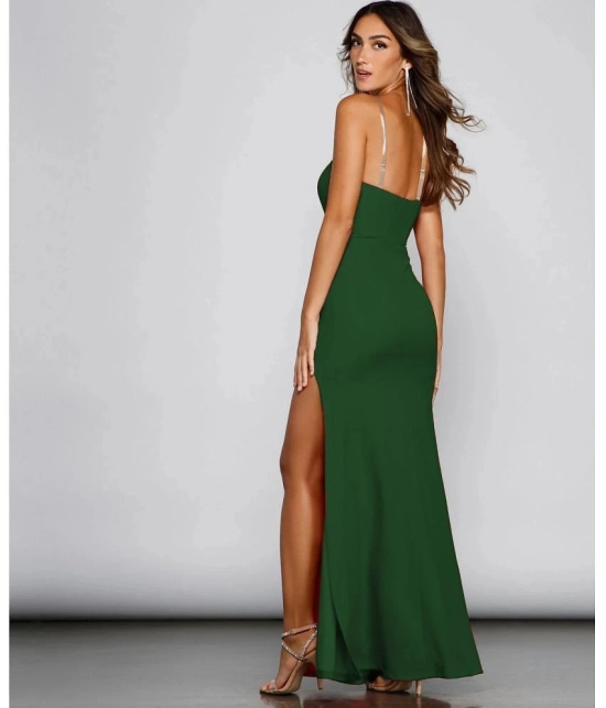 clafoutis Lycra Solid Full Length Womens Side Slit Dress - Green ( Pack of 1 ) - None