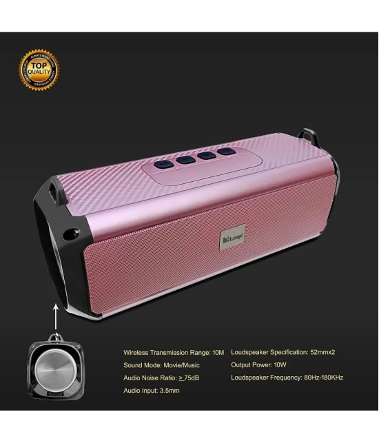 hitage BS-414 10H Music 5 W Bluetooth Speaker Bluetooth V 5.0 with USB,Aux,3D Bass Playback Time 24 hrs Pink - Pink