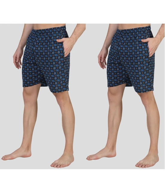 Zeffit - Blue Cotton Mens Shorts ( Pack of 2 ) - None